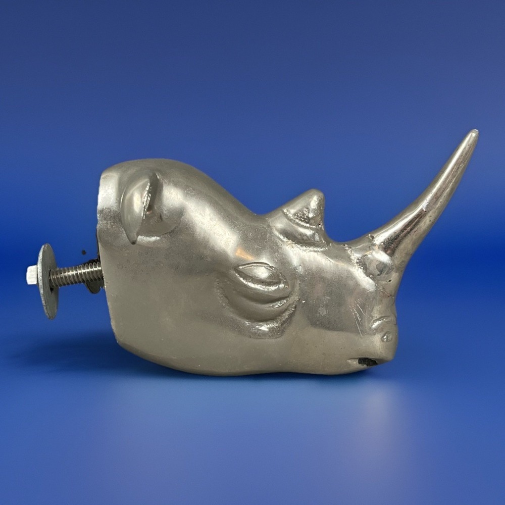 Vintage Car or Truck Rhino Hood Ornament Rhinoceros Head Metal